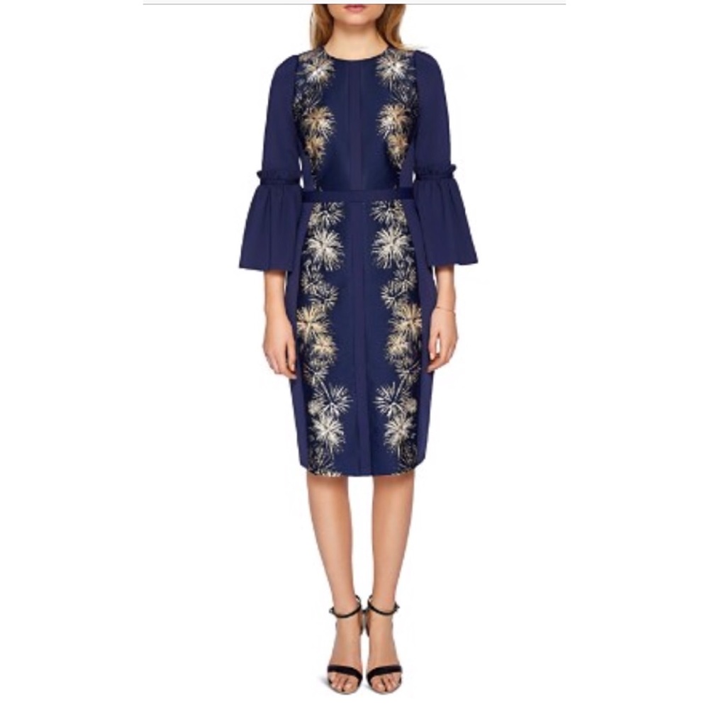 Ted Baker starburst bell sleeve dress